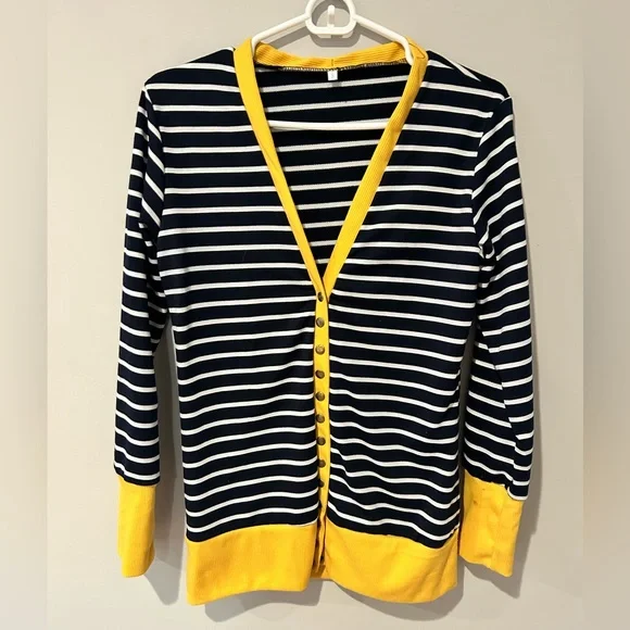 Amazon Sweaters Bluewhiteyellow Buttoned Cardigan Poshmark